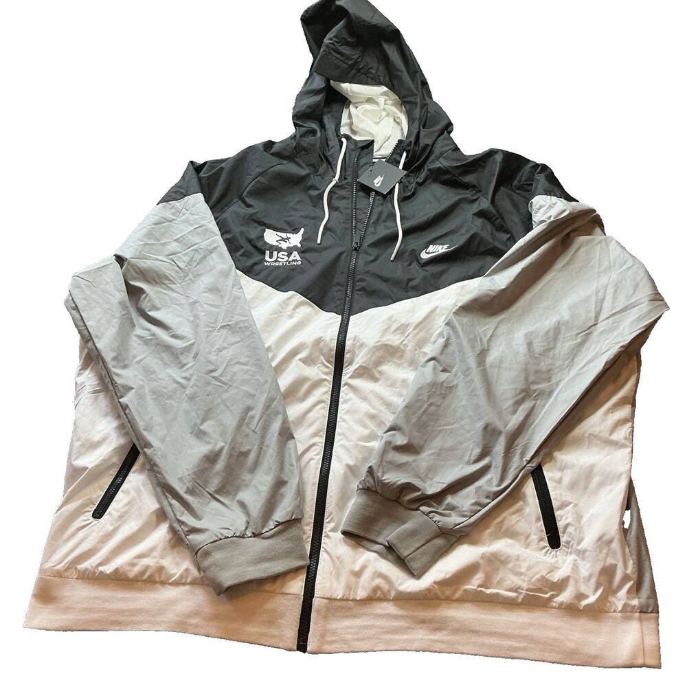 New Nike windrunner jacket Men’s 3X White Black Grey Hooded Windbreaker Full Zip